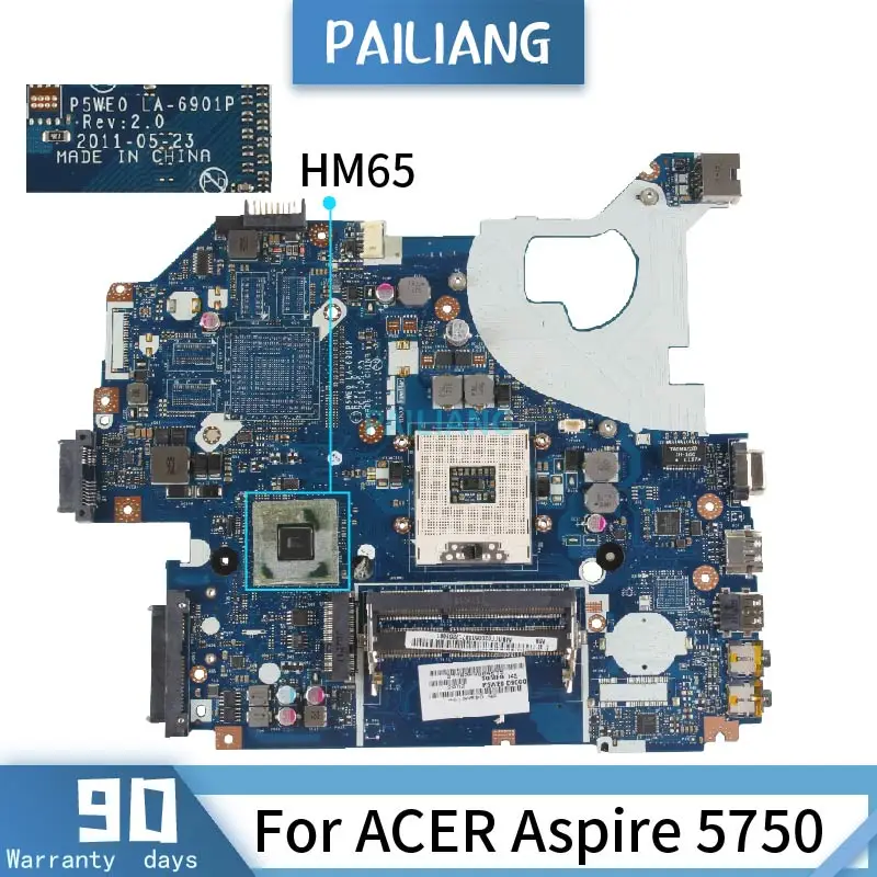 

Mainboard For ACER Aspire 5750 Laptop motherboard LA-6901P REV.2.0 HM65 Second generation DDR3 tested OK