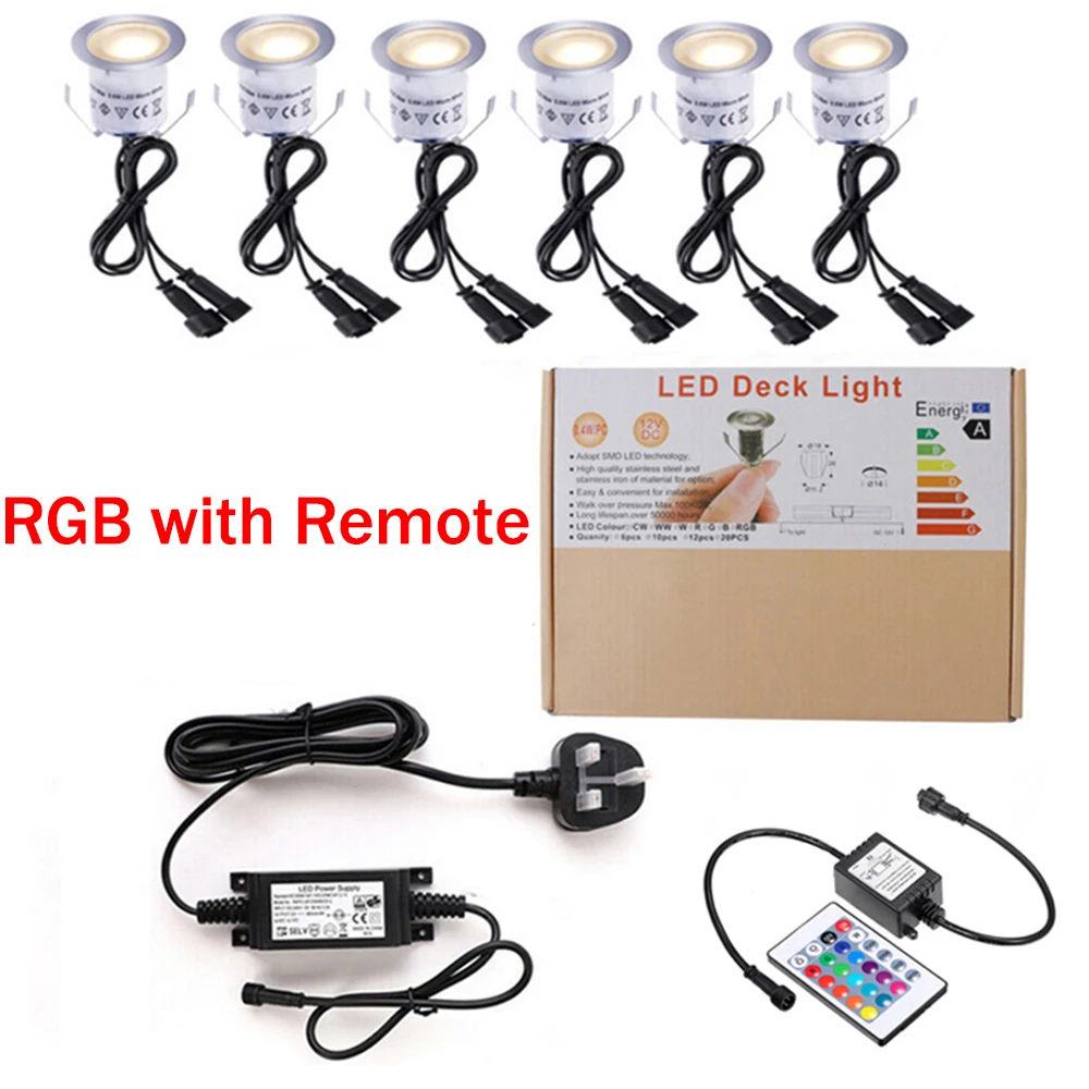 RGB LED Deck Light with Remote 6/10/16pcs Waterproof Underground Lamp AC85-265V Landscape Spotlight Step Lamp Garden Pathway Dec