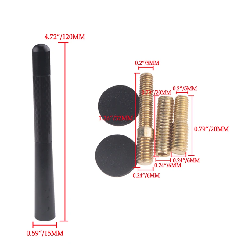 Car Roof Antenna Carbon Fiber 12cm Short Stubby Mast Antenna For Car Replacement  Accessories