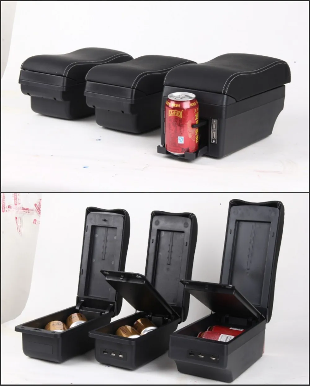 For Renault Sandero Stepway Armrest Box Arm Elbow Rest Center Console Storage Case Modification Accessories with Cup Holder USB