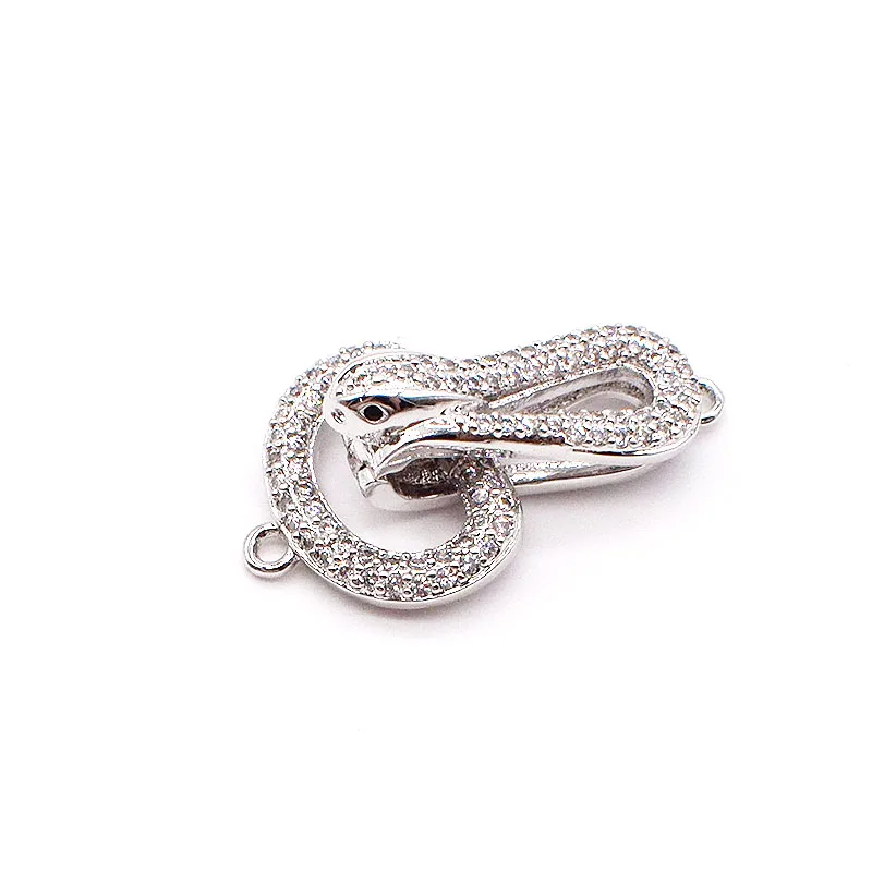 

1piece snake shape zircon Clasp for making jewelry necklace DIY Jewelry string hook FPPJ wholesale