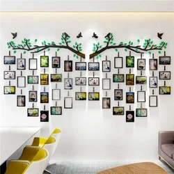 DIY Photo Frame Family Photo Tree Branch Acrylic 3D Wall Sticker Wall Decal Tree Wallpaper Office Home Decor