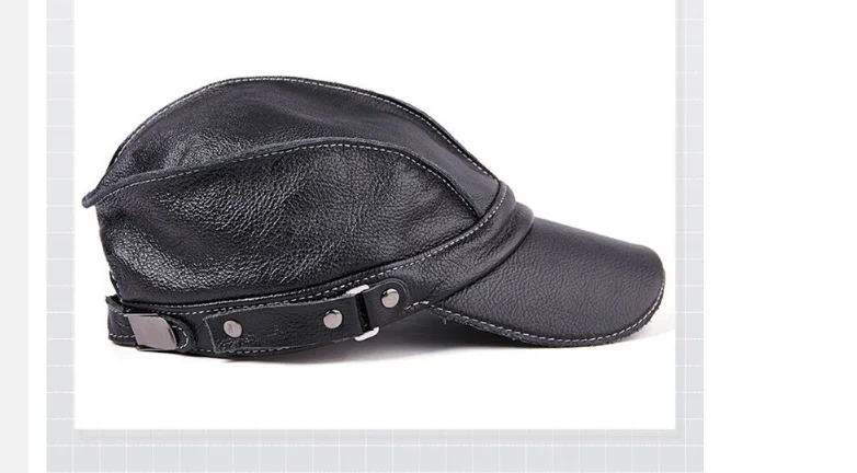 Mode Unisex Hohe Qualität Echt Leder Military Caps Sailor Hüte Frauen Männer Schwarz Braun Flache Top Kapitän Kappe Reise Kadett hut – Detail 16