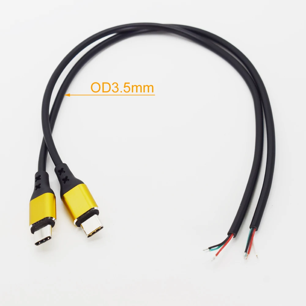 1Pc 30Cm Hợp Kim Chủ OTG USB C Loại-C Cắm 4 Dây Điện Pigtail Cable DIY