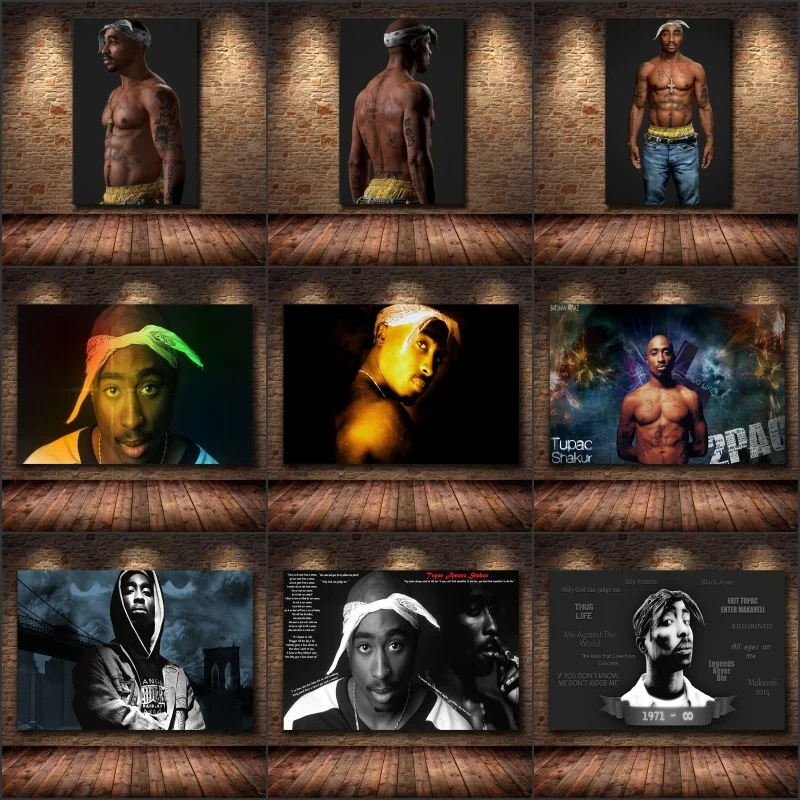 Modern Music Rapper Tupac Shakur 2PAC Outlaw Rap Star Poster Print Wall Art Picture Canvas Painting Living Room Home Decoration