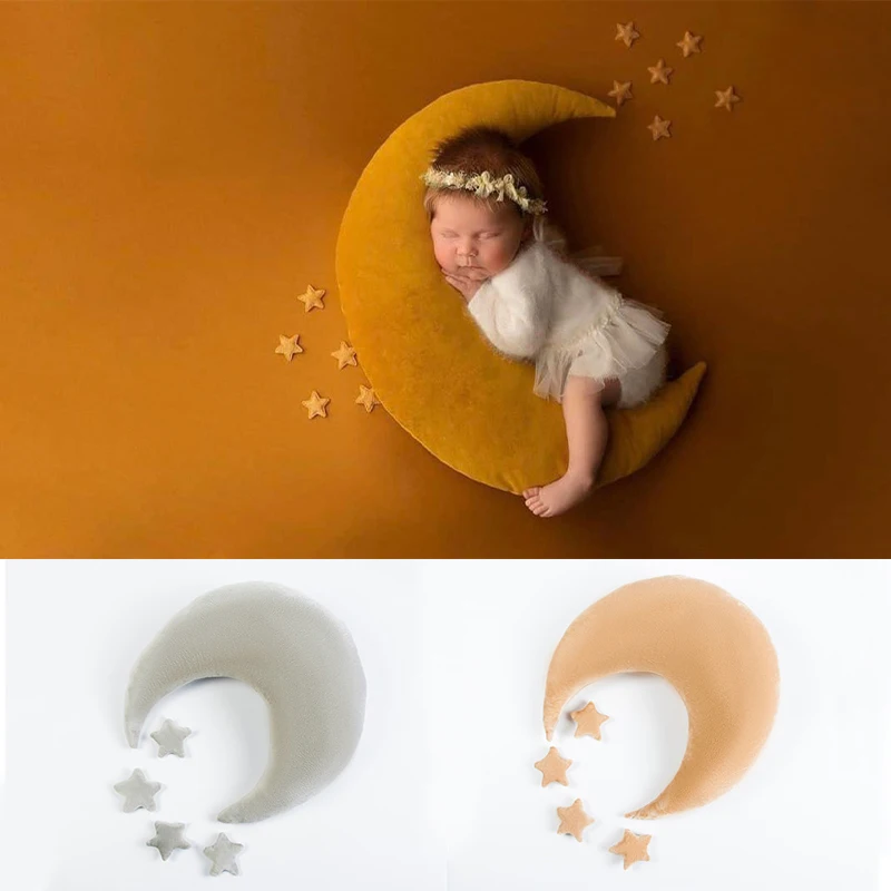 Almohadas de pose para fotografía de recién nacido, alfombrilla de cojín para sesión de fotos, accesorios de utilería para niño y niña, Luna y estrellas, 2020