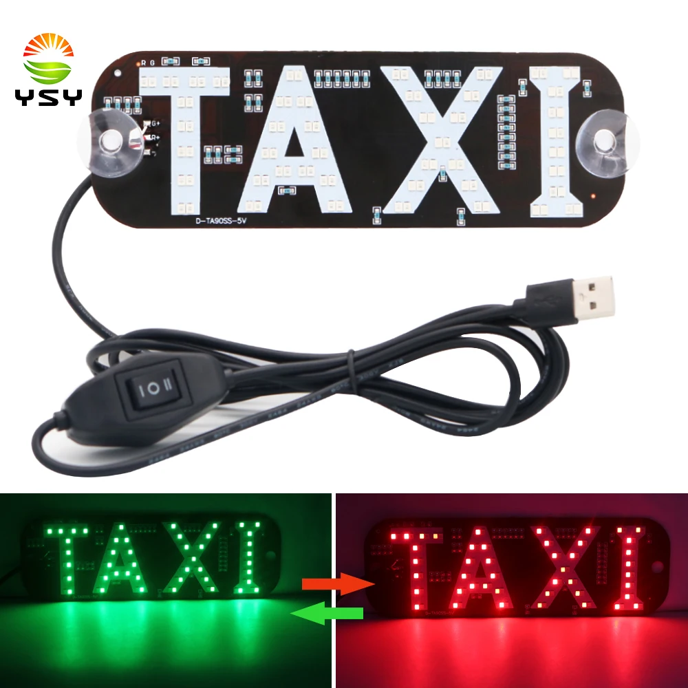 YSY 1X New Car Interior LED Indicator Light Taxi Panels Sign 2 Colors Warning Roof Light with USB 5-6V Long Life Windshield Lamp