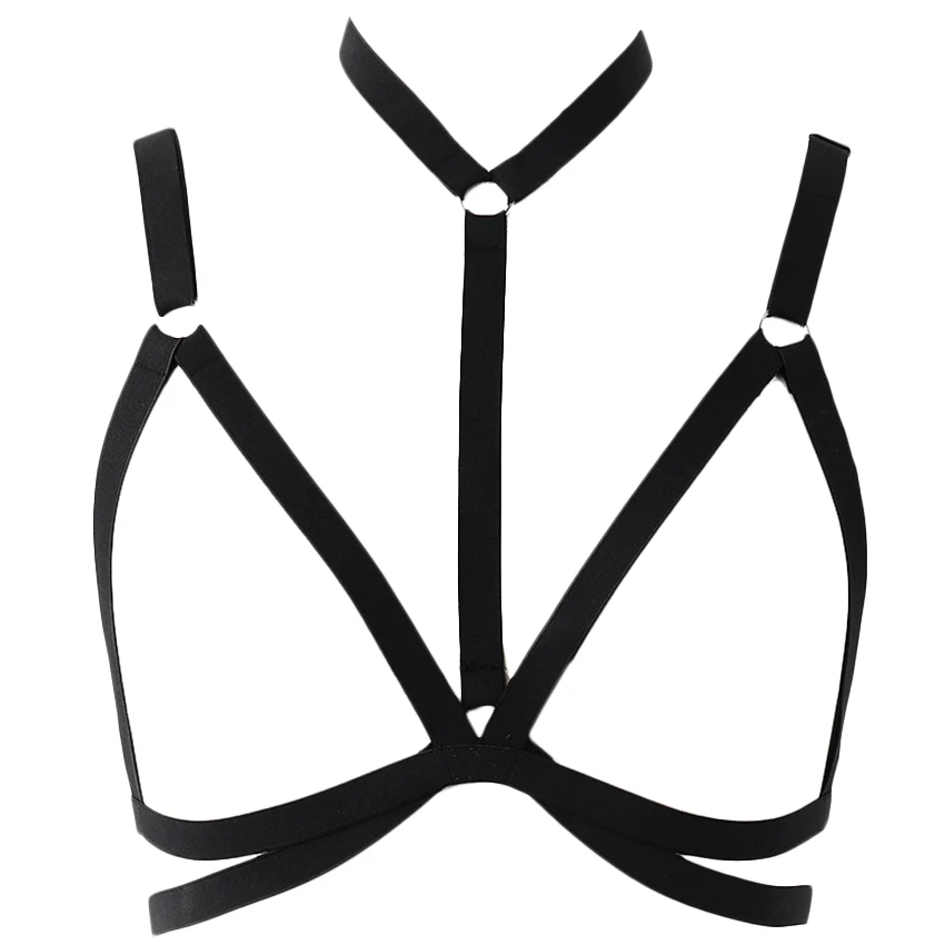 Open Chest Harness Bra Two-piece Combination Black Woman Body Harness Sexy Lingerie Pastel Goth Bondage Body Belt