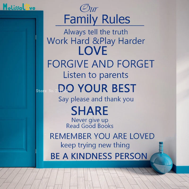 Our Family Rules Wall Quote Decals Home Love Do Your Best Art Vinyl Floor Stairs Stickers Words Decor Vinilos Parede YT4783