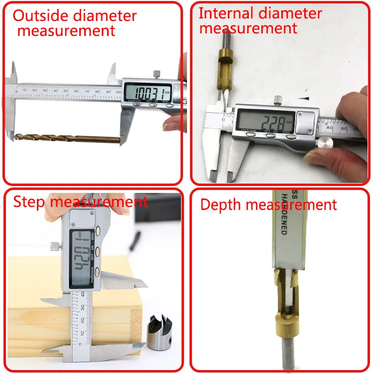 Imagem -06 - Digital Metal Cassete Vernier Paquímetro Digital Paquímetro Micrômetro Digital de Fibra de Carbono 0150 mm Aço Inoxidável