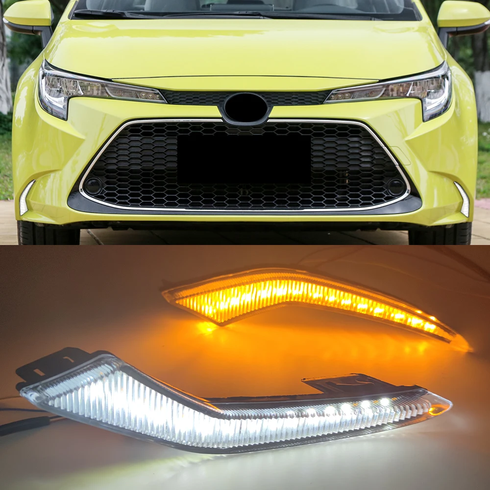 Car DRL Fog Lamp For Toyota US Corolla L/LE/XLE Hybrid Levin 2019 2020 2021 2022 Dynamic Turn Signal LED Daytime Running Light