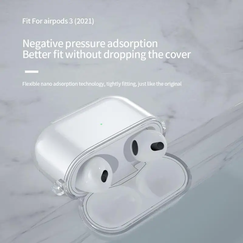حافظة لاجهزة ابل AirPods 3 حافظة غطاء سماعة لاسلكية تعمل بالبلوتوث-متوافق مع سماعات حافظة كمبيوتر شفافة/غطاء من البولي يوريثان الحراري لاجهزة AirPods 3 Funda Capa