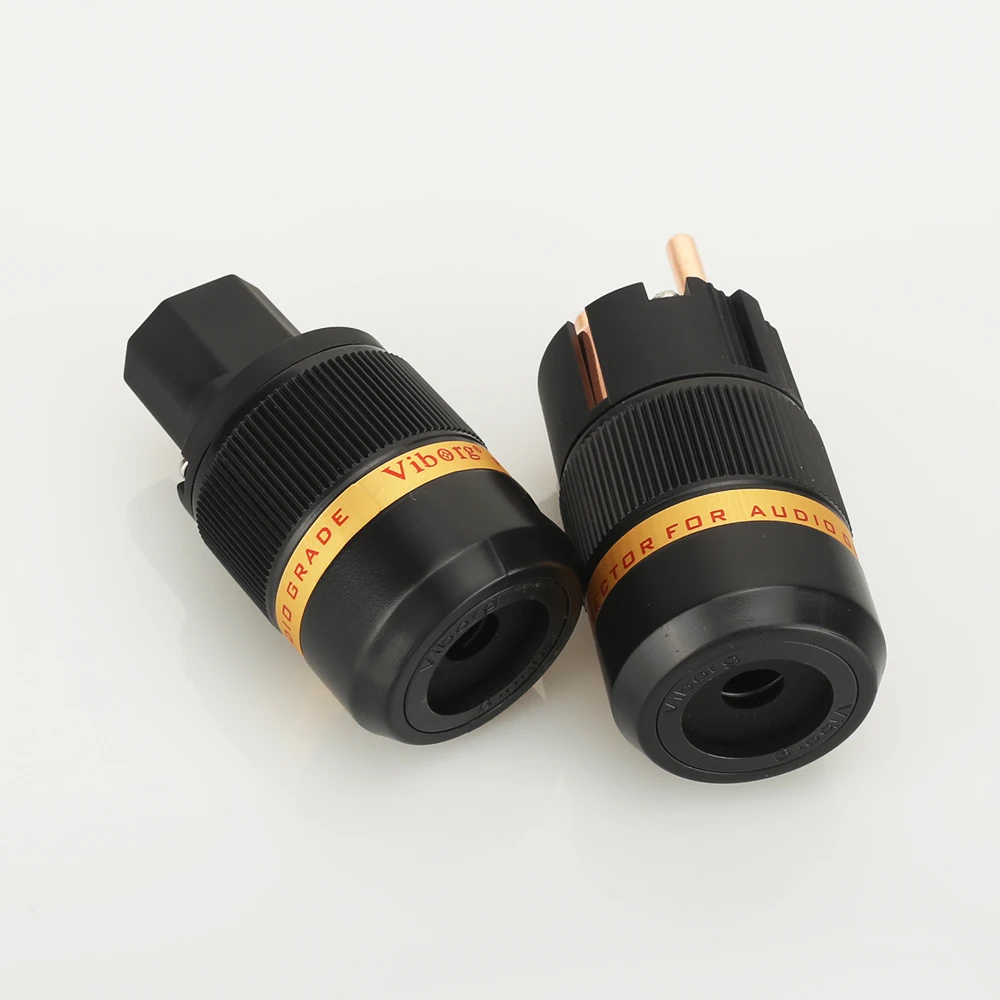 Viborg VE501+VF501 Pure Copper Schuko Power Plug Connector +IEC Female Connector Plug HIFI