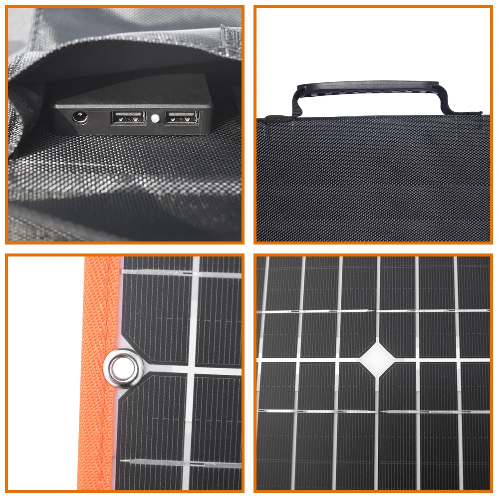 100W 12V Foldable Solar Panel Portable Folding Handbag Solar Charger USB DC Ports For Phone Powerbank Car RV Boat Travel camping