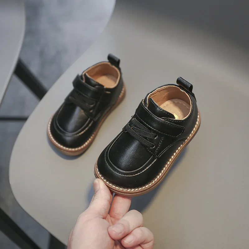 British Style Baby Girls Boys Shoes 2021 Autumn Infant Toddler Shoes Soft Bottom Outdoor Children Kids Casual Leather Shoes