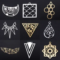 10pcs/lot Geometric DIY Earring Charms Wholesale 316 Stainless Steel Triangle Connectors Charm Arrow Waterdrop Jewelry Pendant