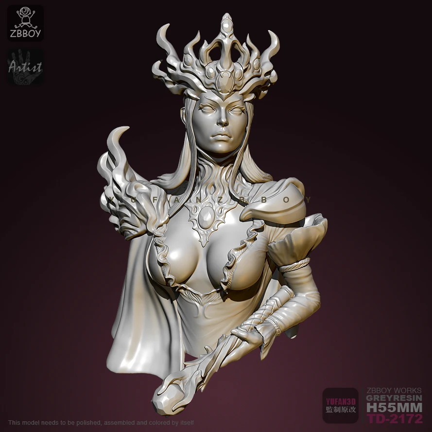 

55mm Resin Bust Empress of the Deep Sea Resin Model Self-assembled TD-2172