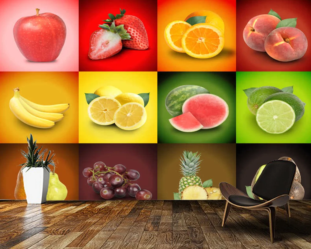 

Custom papel de parede infantil,Fruit cube mural for Living room sofa kitchen background decoration wallpaper