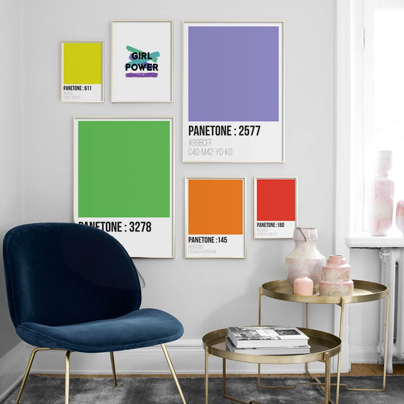 Modern Nordic Style Color Block Canvas Wall Art Pantone Poster Prints for Living Room Home Decor