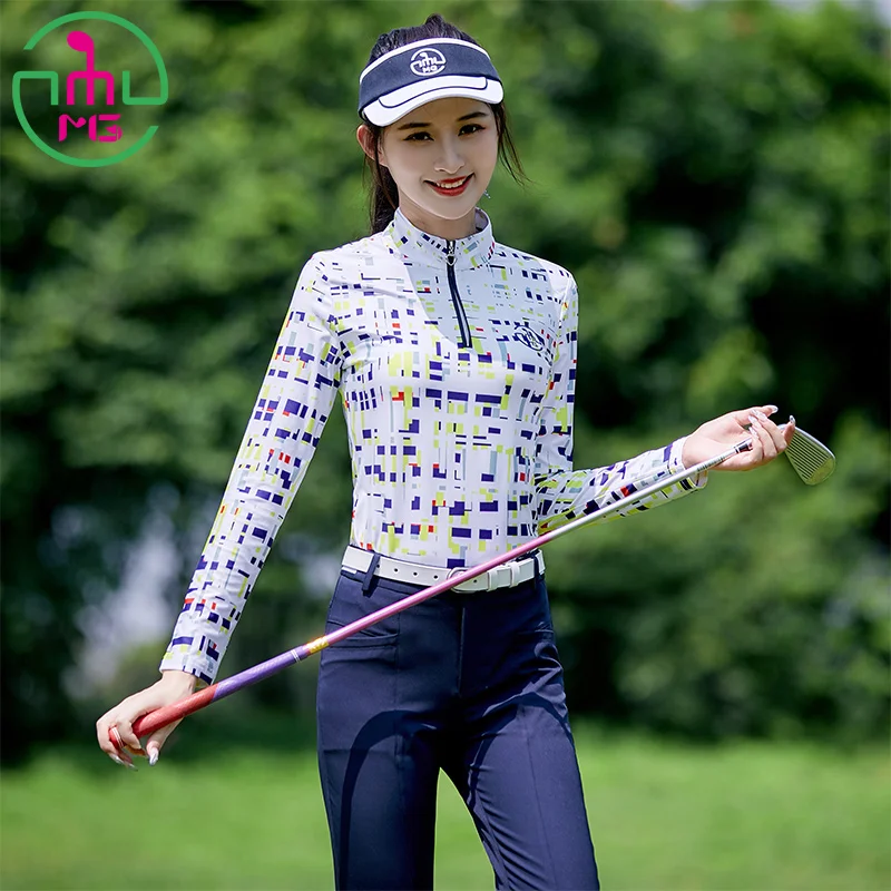 2024 Spring Women Apparel Suit Sports Long Sleeve Shirt Slim Fit Golf Lady Navy Blue Trousers Tennis Baseball Trousers XS~XL Set