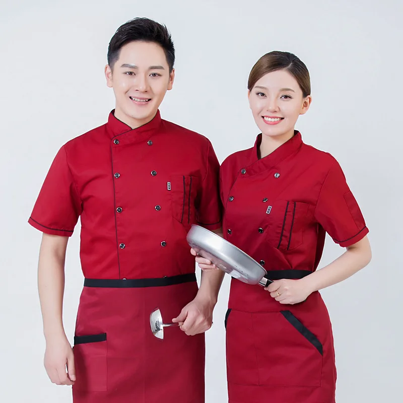 Short Sleeve Chef Jacket Cooking Chef Uniform Bakery Clothes Breathable Kitchen Work Wear Food Service Work Clothes