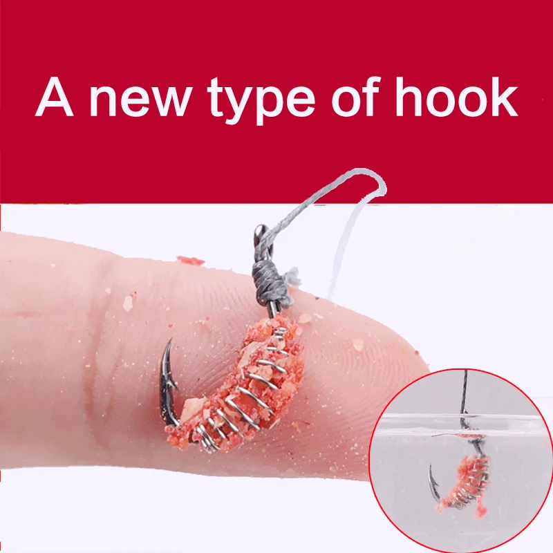 High Carbon Steel Spring Hook, Barbed Swivel Carp Jig, Fly Fishing Hooks with Hole, Fishing Tackle Accessories