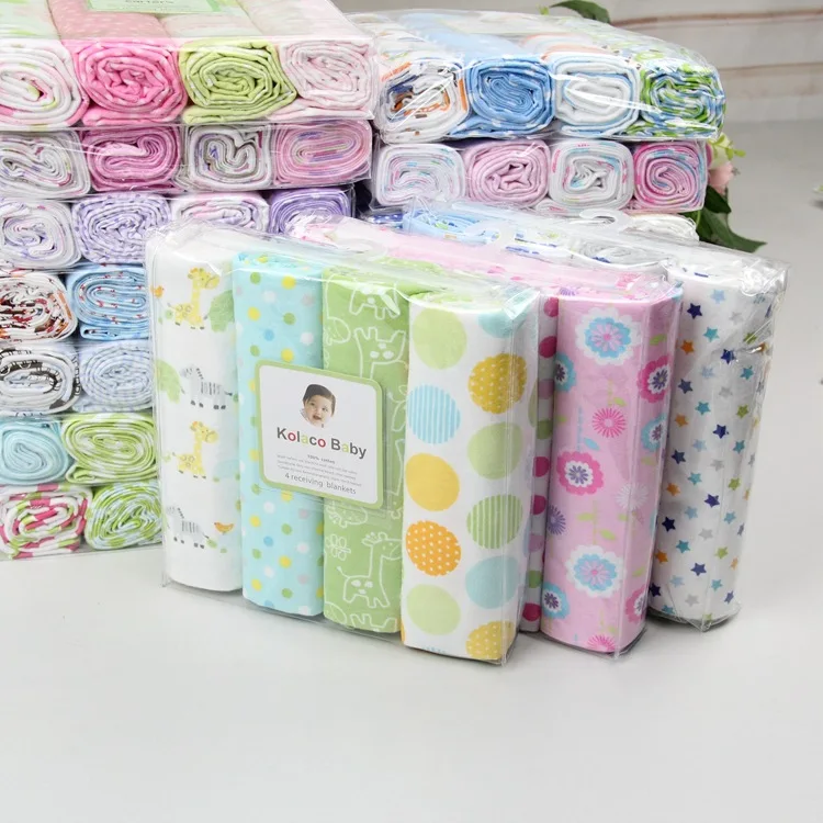 4pcs/set Baby Blankets Bedding Mat Infants Bath Towel Soft Bedsheet Cotton Cute Print Kids Newborns Swaddle Wrap Receiving Sheet