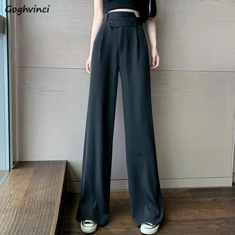 

Casual Pants Women Irregular Waist Designed High-waist Loose Drape Korean Style Mopping All-match Elegant Womens Trousers Chic