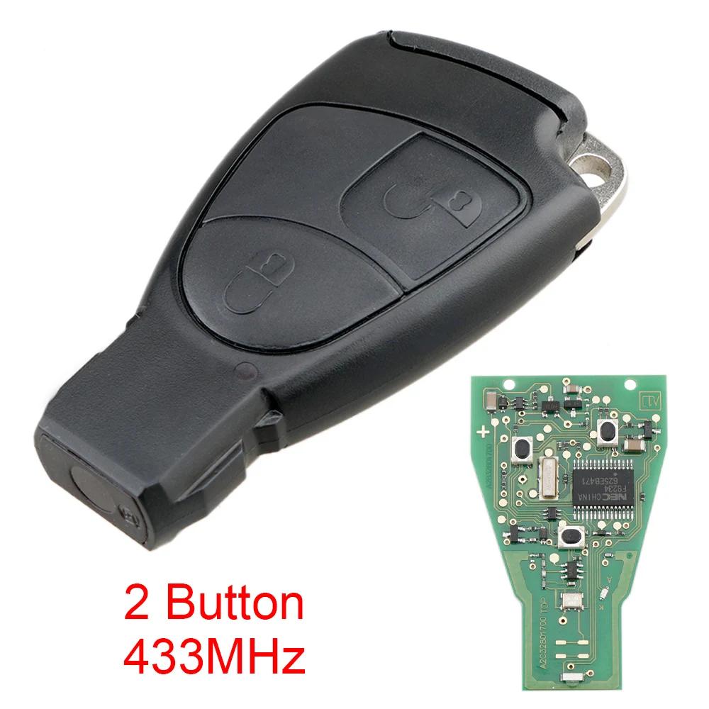 

433Mhz 2 Buttons Smart Remote Car key Fob Auto Car Key Replacement Fit for B C E ML S CLK CL Germany Cars Vehicle