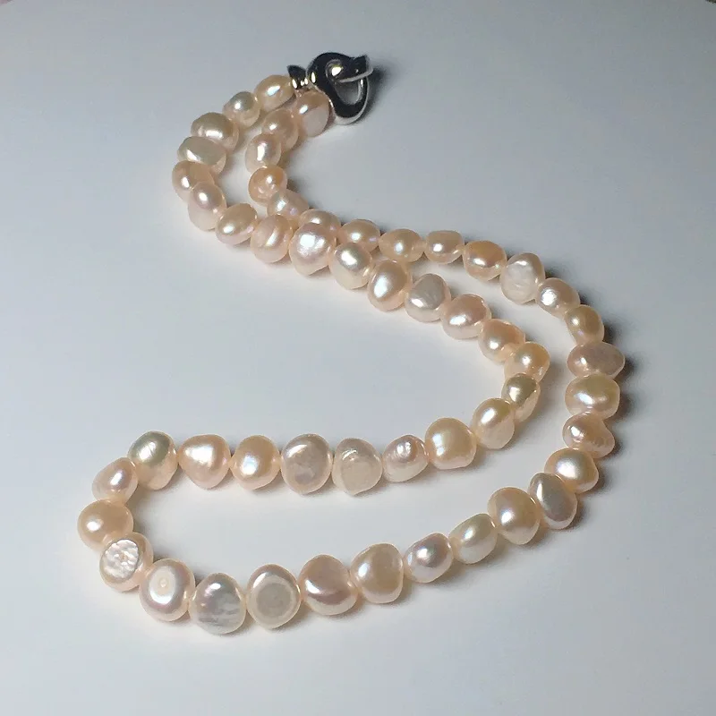 Natural Baroque Pearl Necklaces 7-8mm Real Freshwater Pearl Choker Necklace For Women Simple Style Handmade DIY Pearl Jewelry