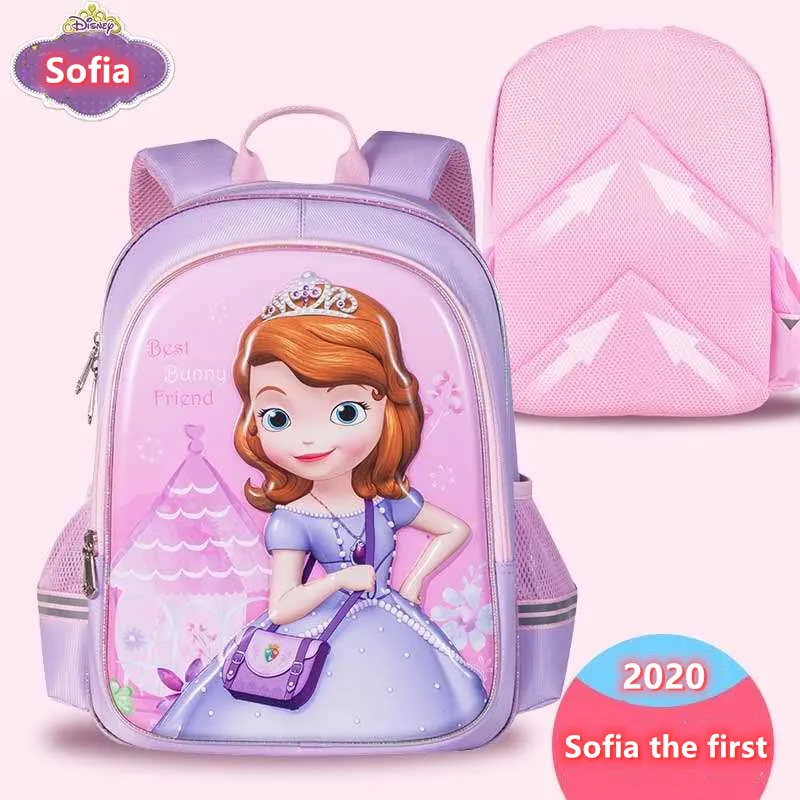 Disney Sofia Bolsas escolares para meninas, estudantes da primária, mochila ortopédica de grande capacidade, presentes para crianças, grau 1-3