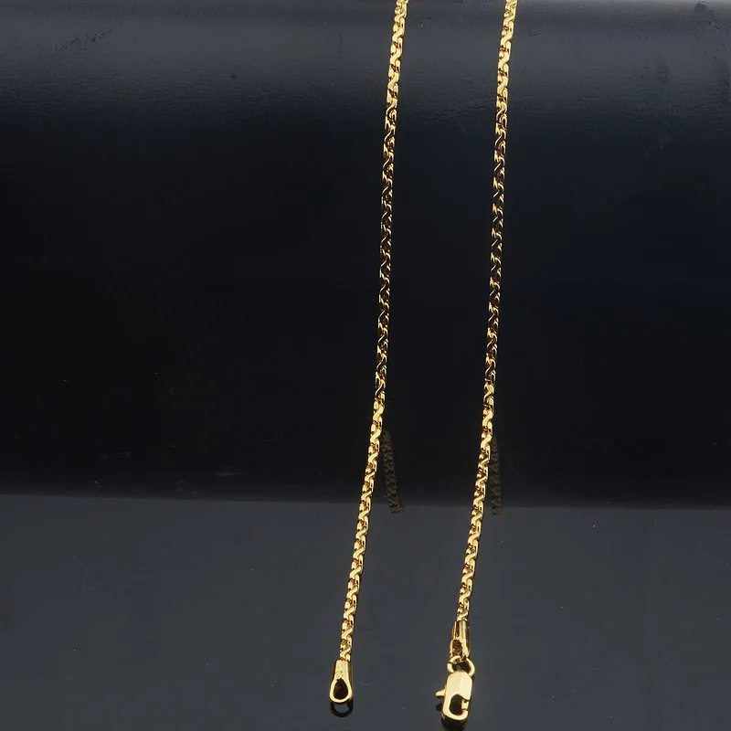 Women Men Yellow Gold Color Engraving Curb Necklace Rolo Wheat Chains Classic Jewelry