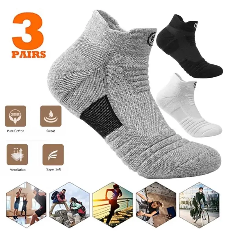 3pairs/lotMen Cycling Sock Breathable Outdoor Basketball Socks Protect Feet Wicking Bike Running Football Sport Socks Men Socks