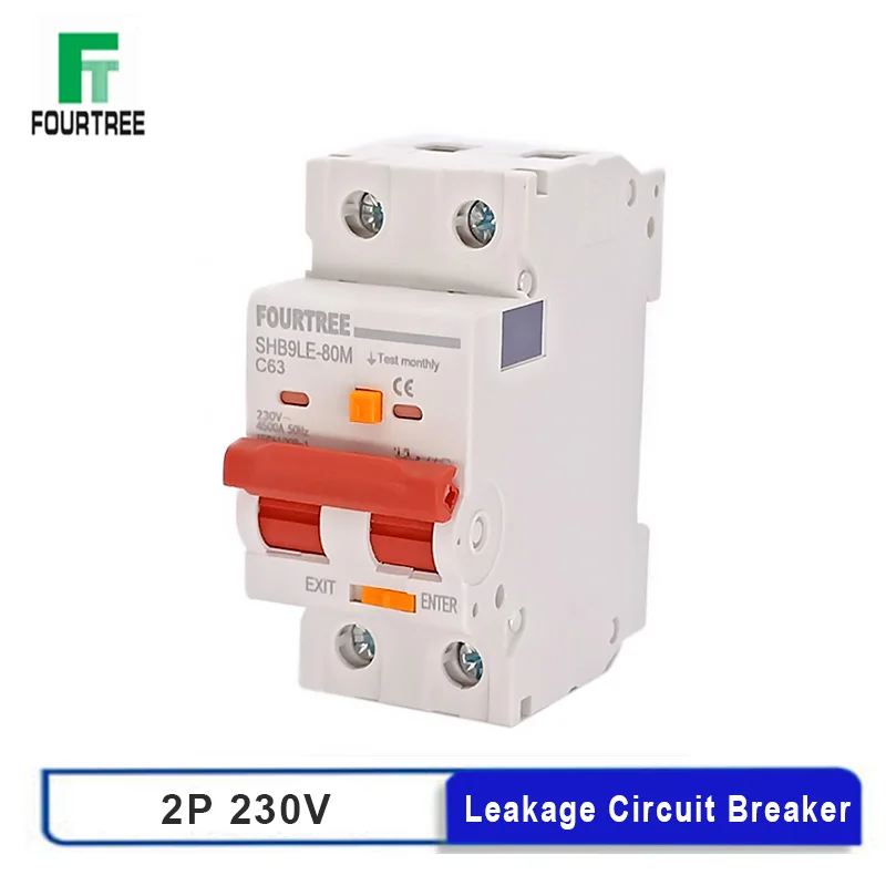 New Type 1P+N 230V Leakage Switch Residual Current Circuit Breaker With Over Current And Leakage Protection RCBO MCB 30mA 10-63A