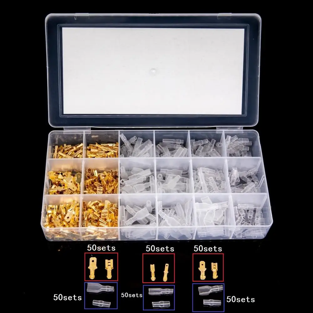 300pcs Assorted Male And Female Crimp Terminal Kit with Insulation Sleeves Spade Connectors for Wiring Projects