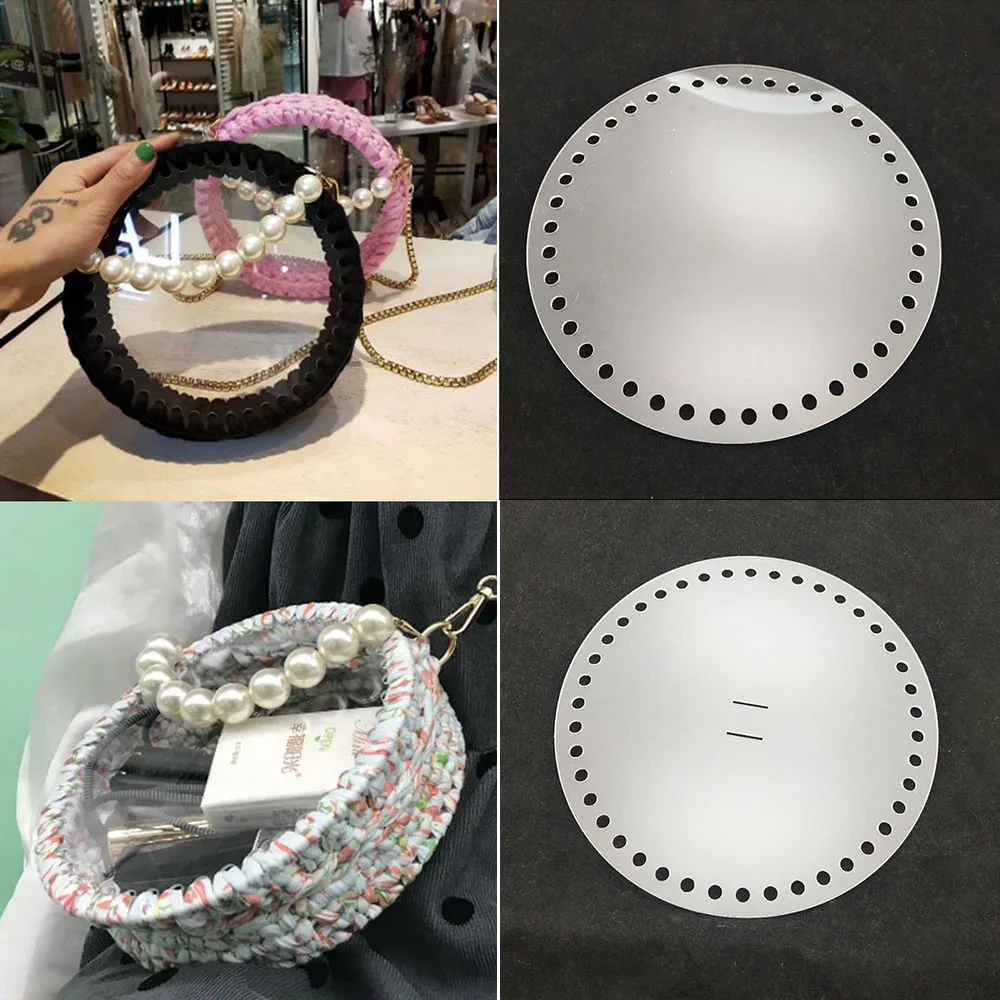 1 szt. 45 otworów 18cm okrągły kształt przezroczysty akrylowy forma na torba z dzianiny ręcznie owijany materiał materiał na znak tejido a mano