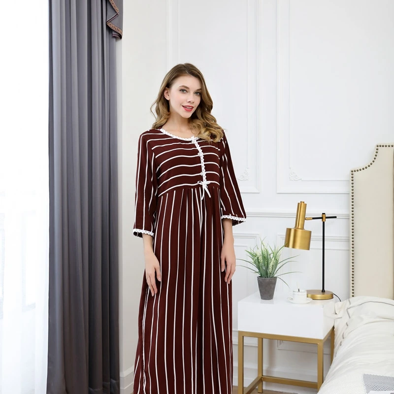 Camisón de mujer de manga corta de algodón XL, camisón de princesa suelto, albornoz para mujer, servicio doméstico, camisón de encaje estampado,