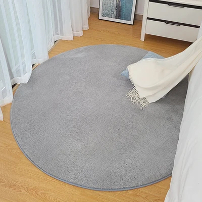 Non-Slip Round Carpet, Monochromatic, Thick, Short Hair, Bedroom, Living Room, Computer Chair Mat