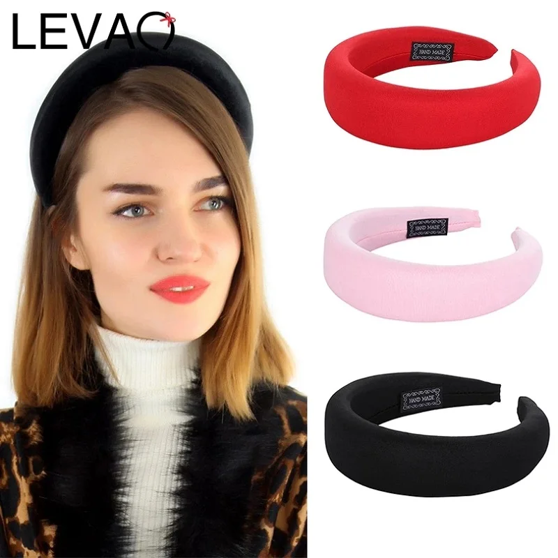 

LEVAO Winter Velvet Sponge Hairband Solid Thicken Padded Headband Bezel Turban Women Hairbands Girls Accessories Headwear