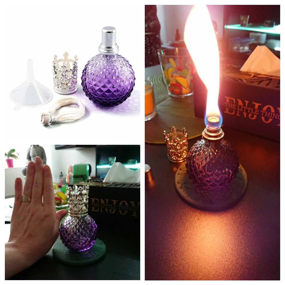 100ml Purple Catalytic Fragrance Lamp Pineapple Fragrance Glass Bottle Diffuser Aromatherapy Essential Oil Tan Lamp Wick Kit