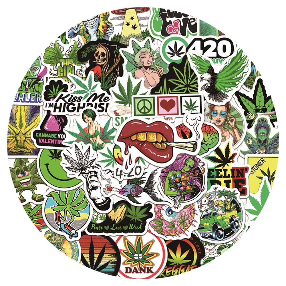 10/30/50 pz personaggi divertenti foglie erbaccia fumatori Graffiti adesivi fai da te Skateboard frigorifero chitarra moto Cool Sticker Toys
