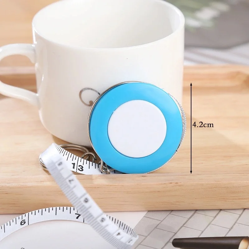 1PCS 150cm/60" Tape Measures Portable Retractable Ruler Mini Candy Color keychain Children Ruler Centimeter Inch Roll Tape