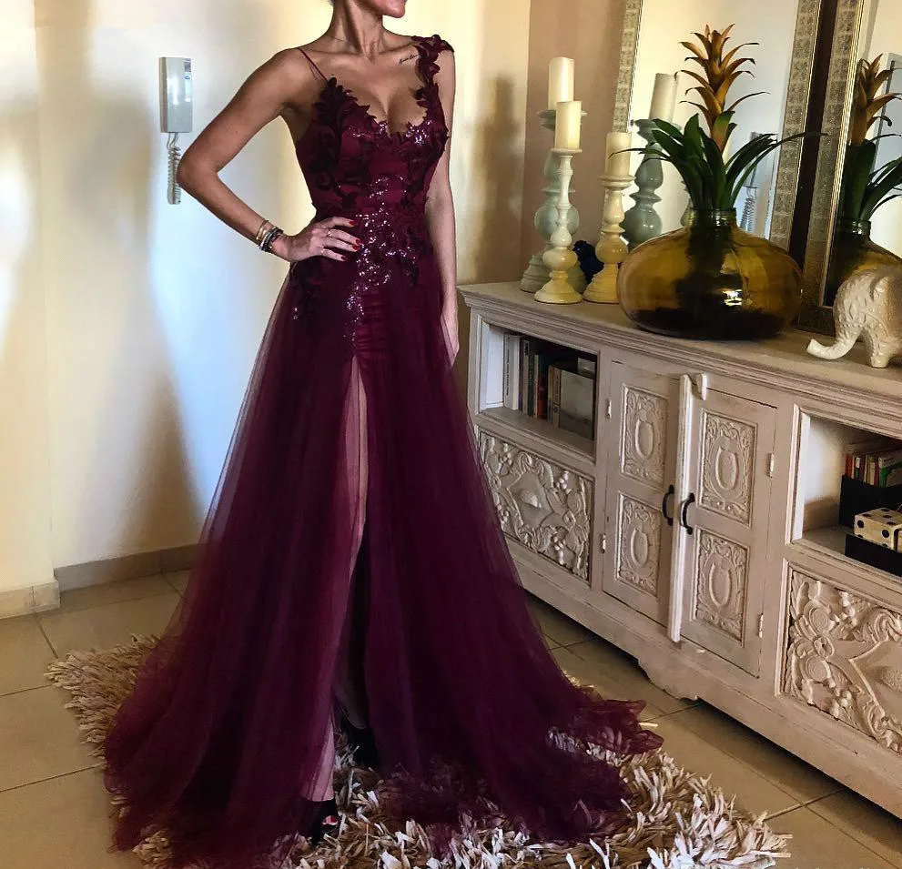 Elegant Grape Purple Lace  Prom Dresses 20201 Formal Women Holiday Wear Celebrity Party Evening Gowns Plus Size Custom Made серь