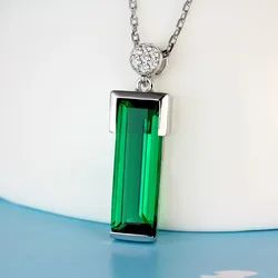 HOYON – collier avec pendentif émeraude pour femmes, couleur argent, 925, Bijoux de mariage, pierres précieuses vertes, Bijoux en Jade, livraison gratuite