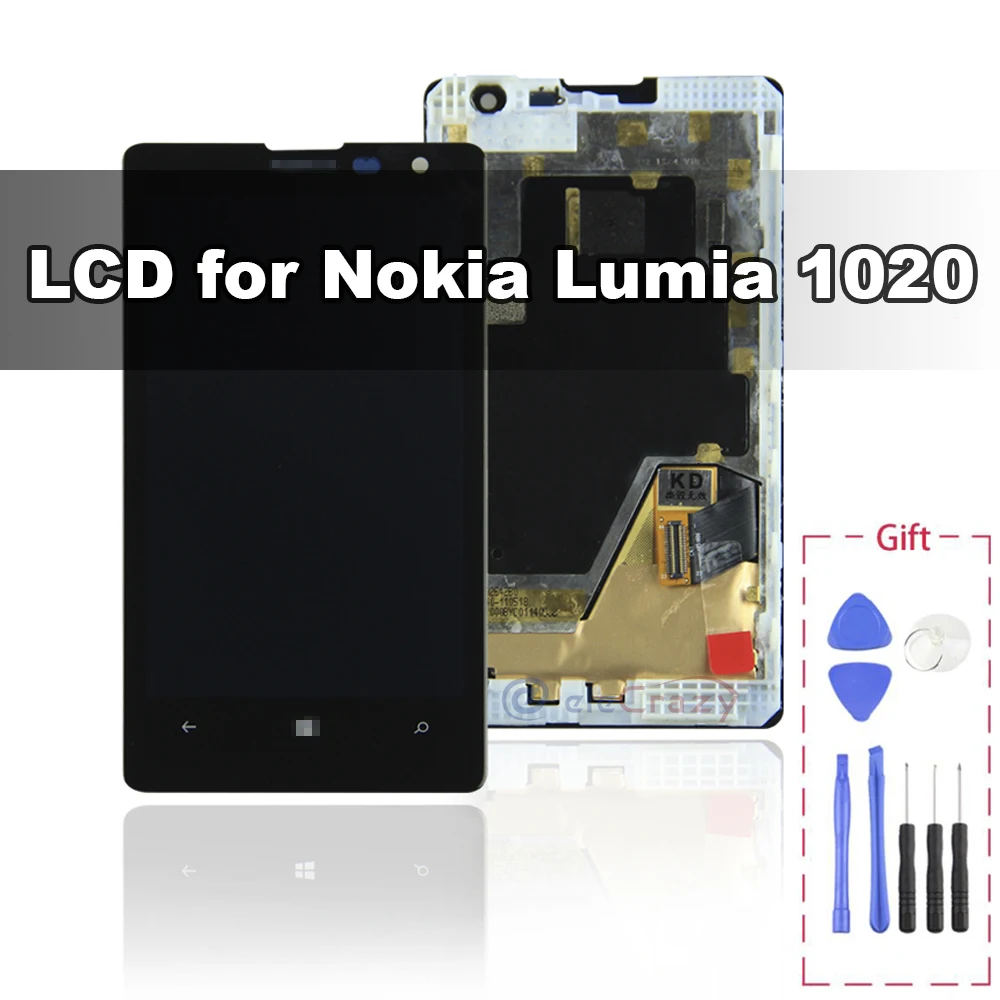 

for Original Nokia Lumia 1020 LCD with frame 909 RM-875 RM-877 RM-876 display touch screen digitizer Assembly+frame Replacement