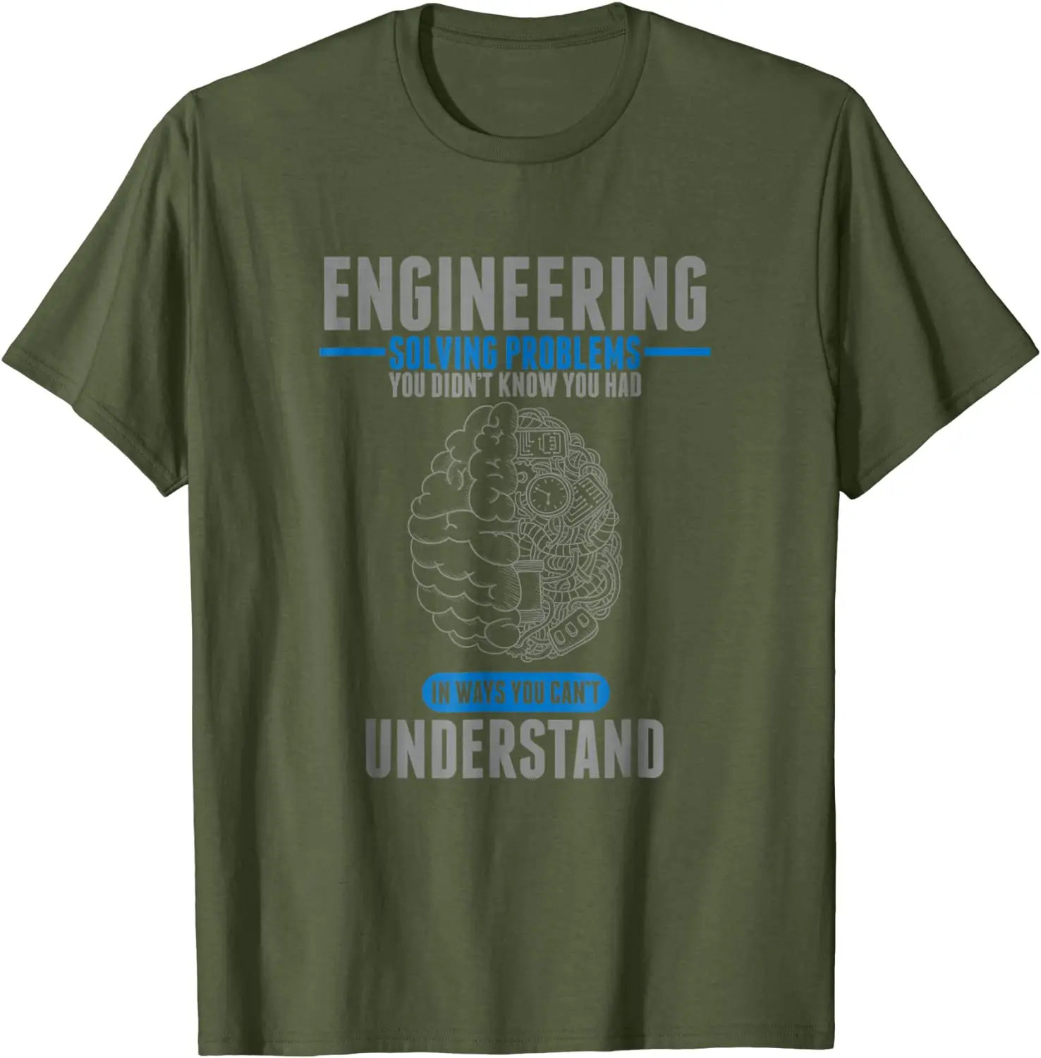 Engineer Solving Problems Funny Engineering T-Shirt Crazy Tops T Shirt for Men Company Cotton T Shirt Cool