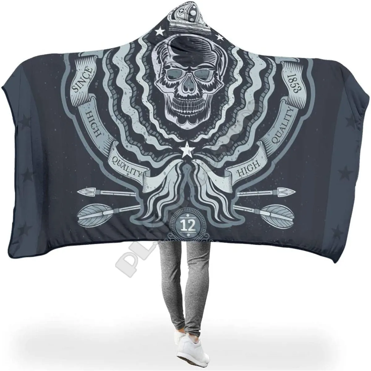 

Skull 3d Printed Hooded Blanket Adult Kids Sherpa Fleece Blanket Cuddle Offices in Cold Weather Gorgeous 03