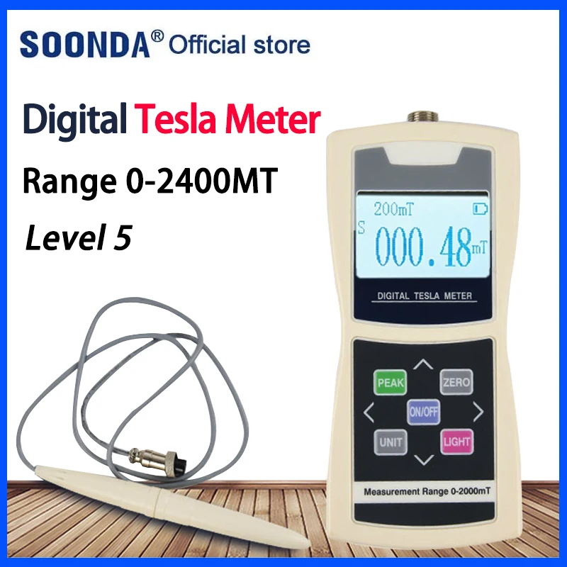 

Digital Tesla Meter Magnetic Flux Meter Surface Magnetic Field Tester 5% Accuracy Handheld Permanent Magnet Gauss Meter