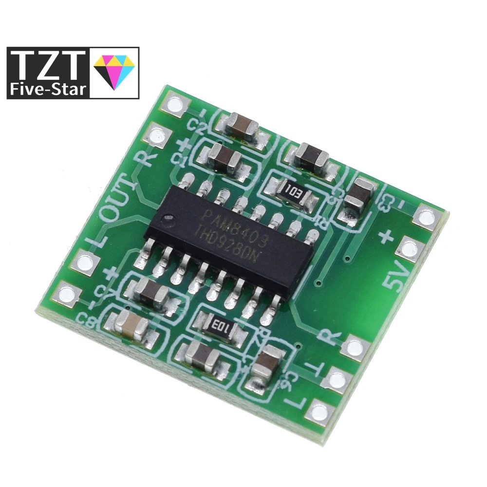 PAM8403 Modul Digitale Leistungsverstärkerplatine Miniatur Klasse D Leistungsverstärkerplatine 2 * 3 W Hochleistungs-2,5 ~ 5 V USB-Stromversorgung – Detail 6