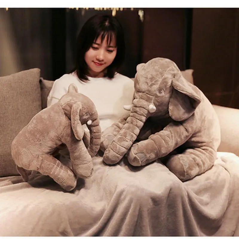 Juguete de peluche de tamaño grande de 40-60cm, cojín trasero para dormir, bonito elefante relleno, muñeca de acompañamiento para bebé, regalo de Navidad para niños